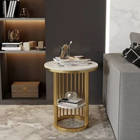 nordic modern minimalist light luxury bedside table wrought iron small round italian sofa marble small coffee table corner table