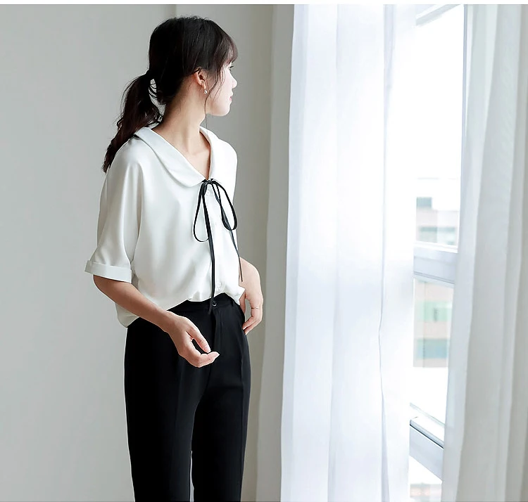 Женская шифоновая блузка на завязках Повседневная однобортная Свободная