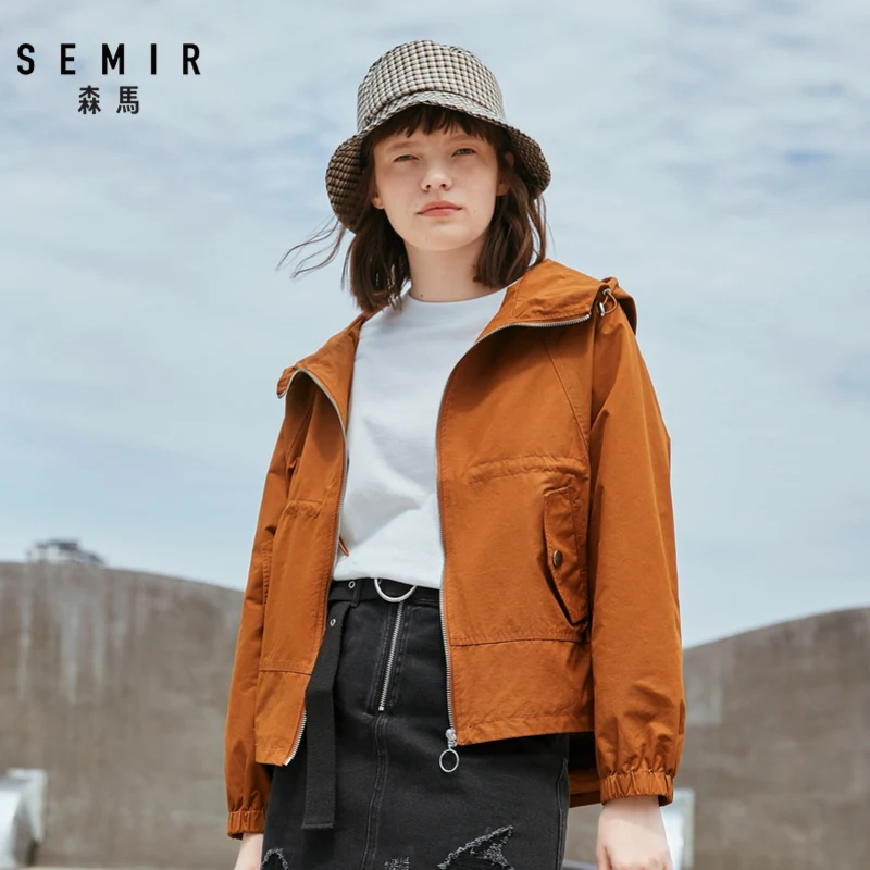 SEMIR Женская куртка на осень и зиму с капюшоном завязках контрастная вышивка