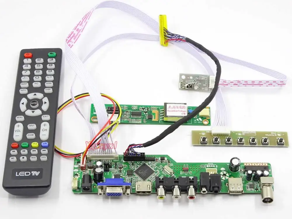 Плата управления + DC 12 В 3A адаптер питания комплект для LTN154AT07 LP141WX3 ТВ HDMI VGA AV USB