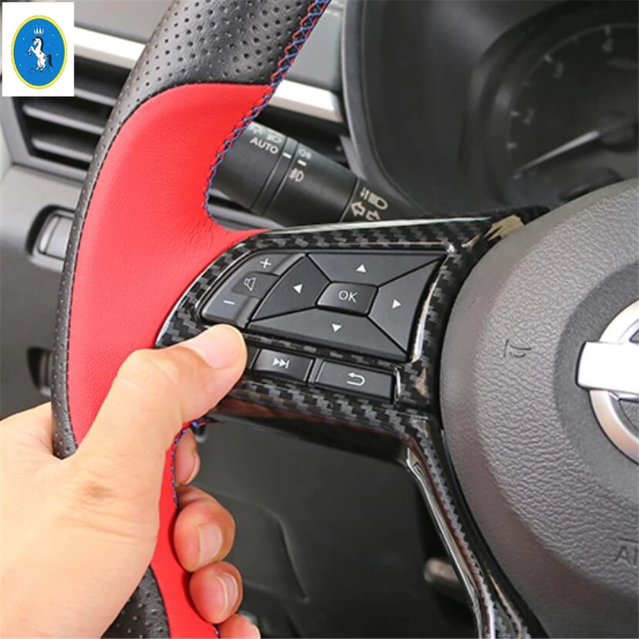 

Auto Accessory Car Steering Wheel Multi-function Button Frame Cover Trim ABS Carbon Fiber Fit For Nissan Qashqai J11 2017 - 2020
