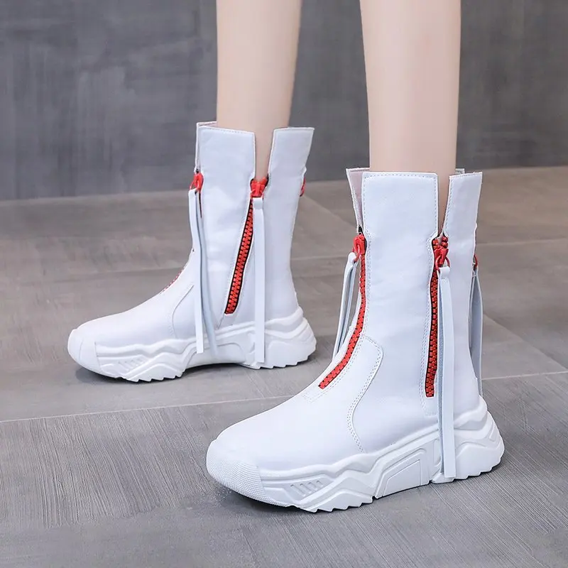 

2020 new shoes for women sneakers Spring/Autumn Wedges shallow Round Toe Zip casual women's shoes zapatos de mujer PU leather