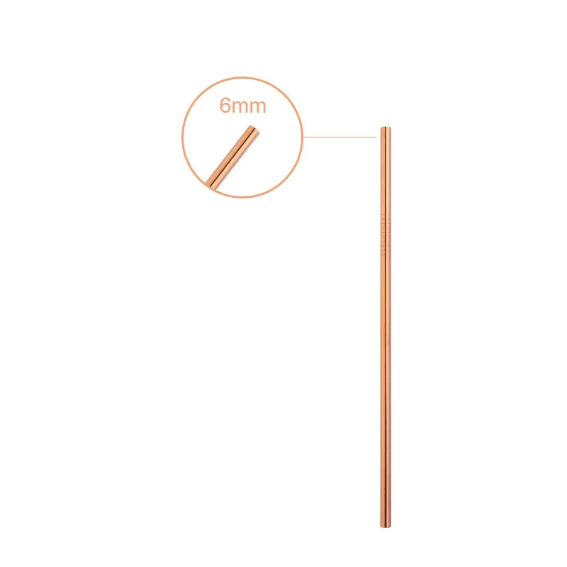 rose gold Многоразовые металлические соломинки для питья, 10 цветов, 304 нержавеющая сталь, прямые изогнутые соломинки, вечерние, экологически чистые, барные принадлежности - Цвет: rose gold