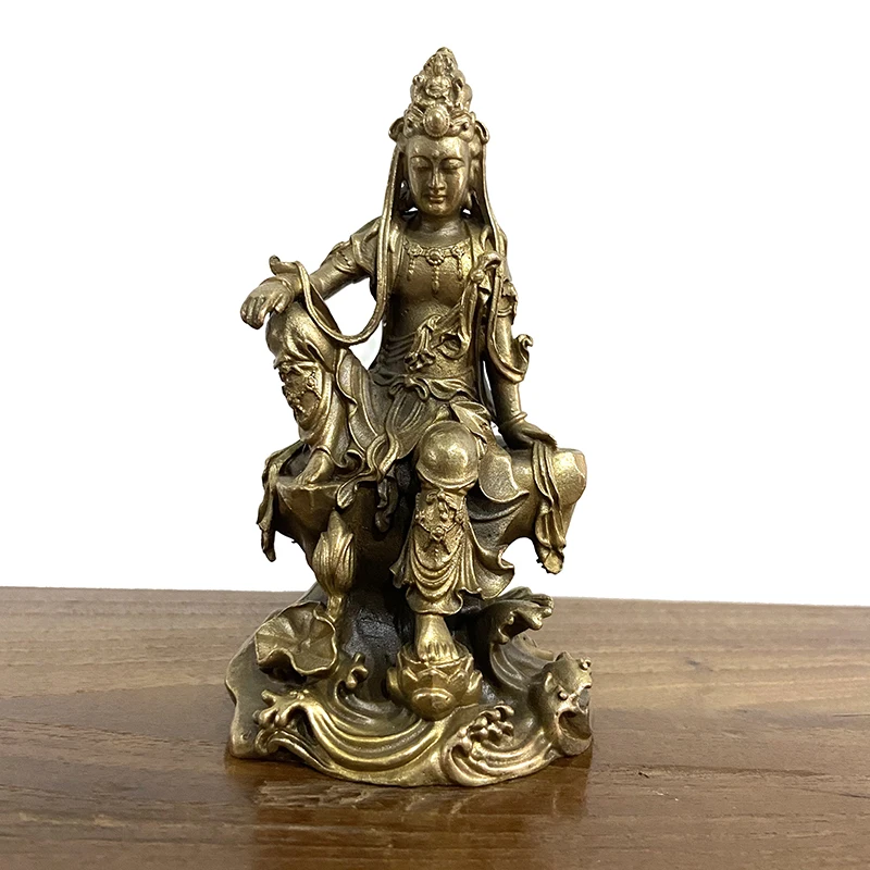 Античная бронза для отдыха статуя Гуань Инь орнамент медный будда фигурки