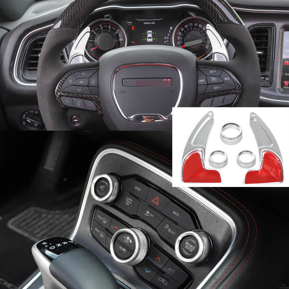 

Aluminum Alloy Steering Wheel Shift Paddle Shifter Extension Air Condition Switch Ring Cover for Dodge Challenger Charger 2015+