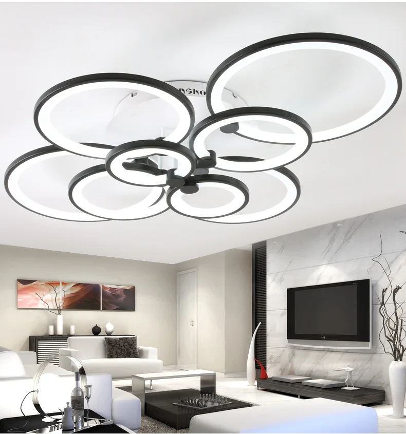 White&ampBlack Modern LED Chandelier Lustre For Living Room Light Bedroom Dining room Acrylic Ceiling Lighting Luminaire | Освещение