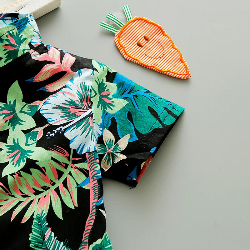 Baby Boy Clothes Toddler Kids Clothing Fashion Printed Flower Leaf Short Sleeve Shirt + Shorts Set 1 2 3 4 5 Years Costume | Детская