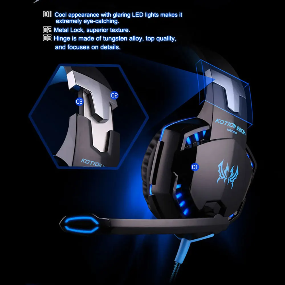 KISSCASE проводных наушников светодиодный игровая гарнитура наушники Музыка