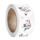 Круглые наклейки с надписью Thank You, 100-500 шт., этикетки с красным сердцем для свадебных красивых подарочных открыток, украшения для конвертов, герметичные этикетки, наклейки