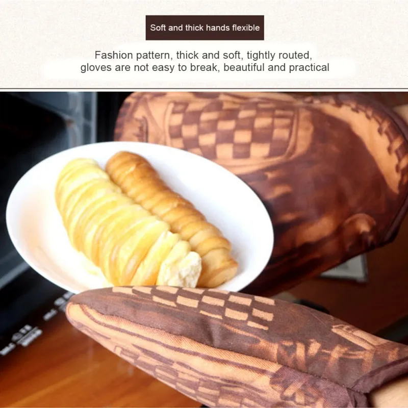 

1 pair Oven Mitts Long Cotton Cooking Insulation Microwave Heat Resistant Non-slip Gloves BBQ Oven Pot Holder Mitt