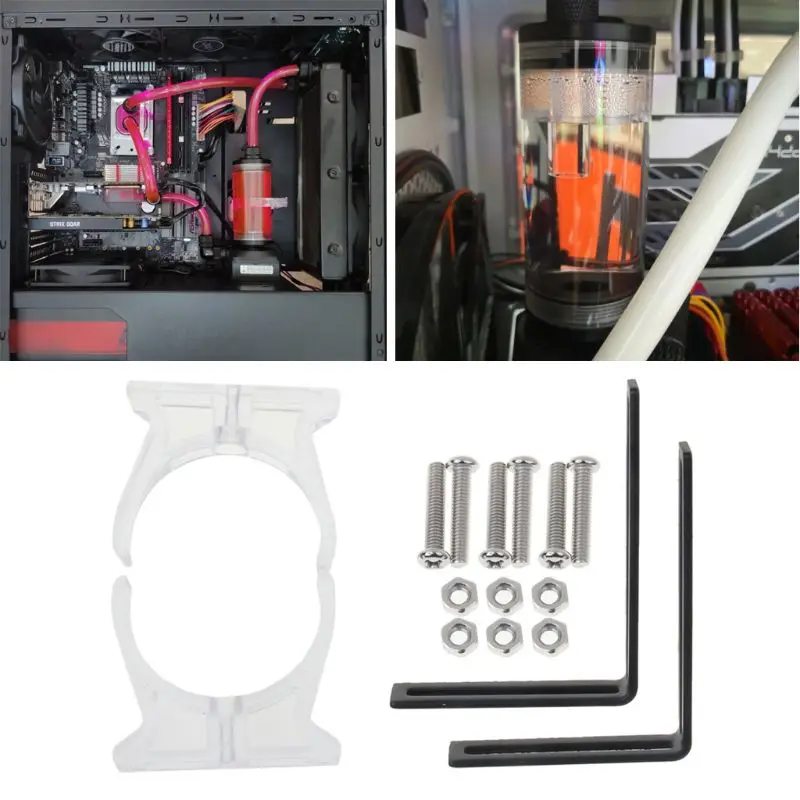 

L Shape Buckle Bracket for 50mm Diameter Water Cooling Tank G1/4 Thread Cylinder Reservoir Tank for PC CPU Computer Cooling