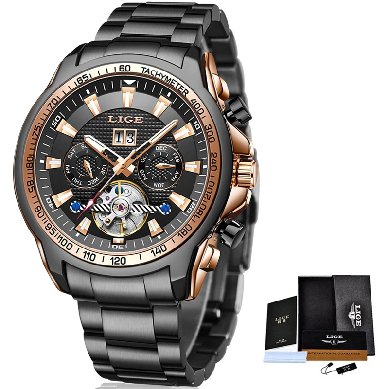 

LIGE 2020 New Military Mens Watches Top Brand Luxury Automatic Mechanical Clocks Sport Watch For Man Tourbillon Wrist Watch Army
