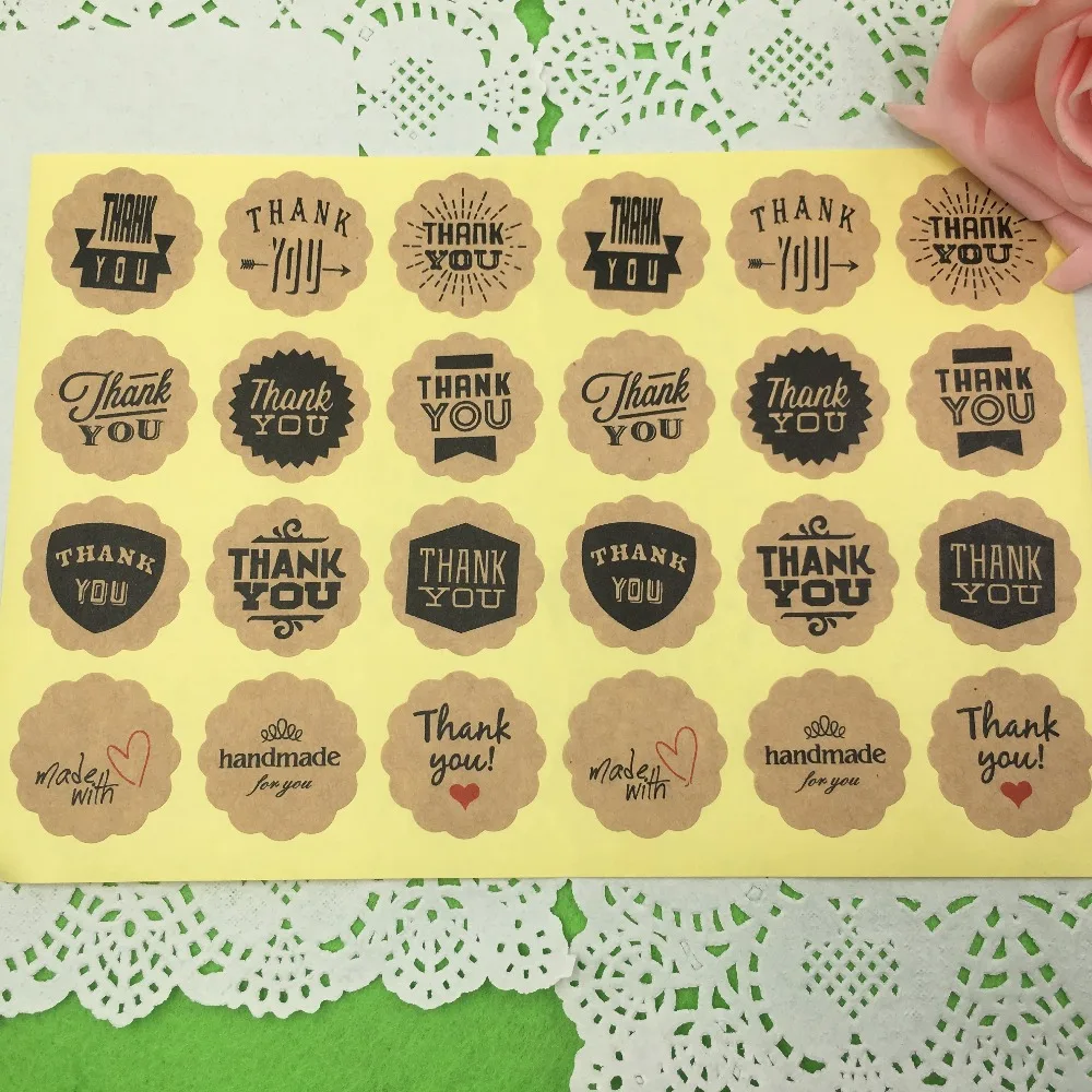 500 шт./лот крафт бумага спасибо 3 см круглая наклейка с уплотнением