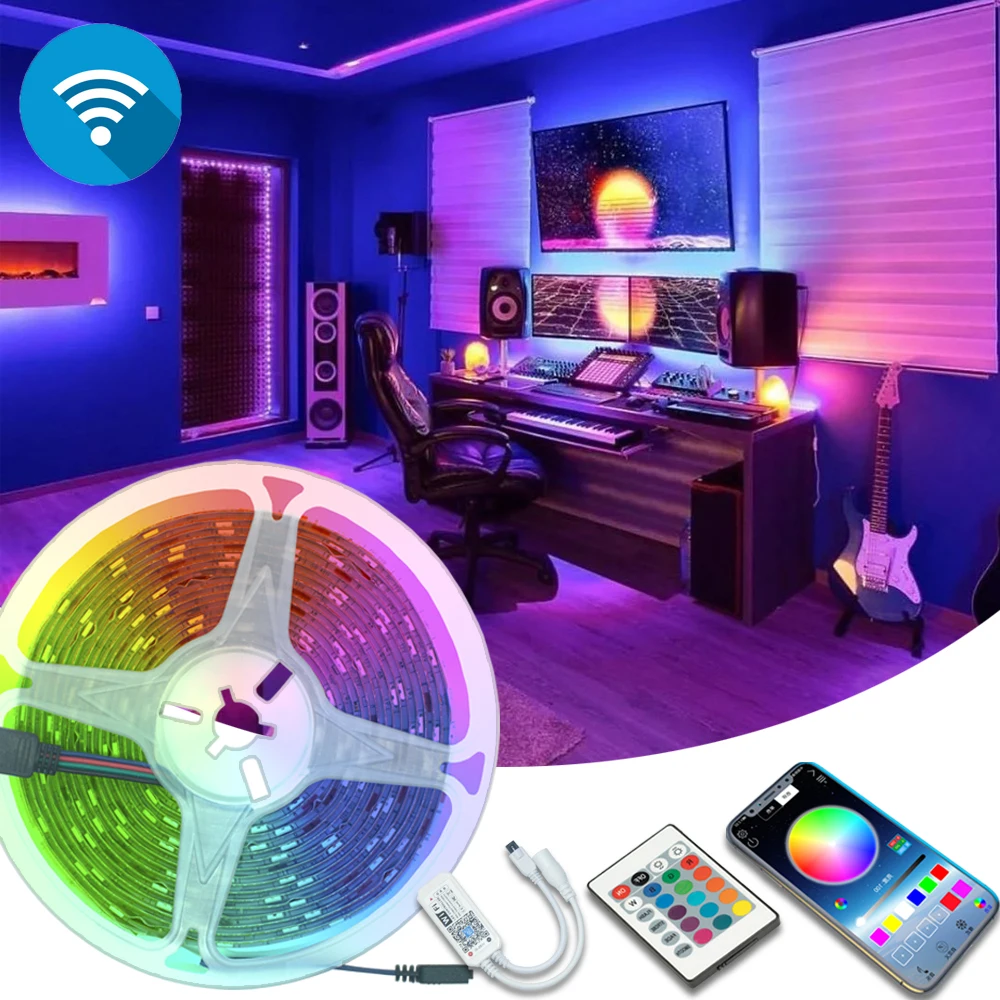 

LED Lights Strips WIFI controller RGB 5050 SMD 2835 Waterproof 5M 10M 15M 20M DC 12V Flexible Tape Diode Home Decor Led Lighting