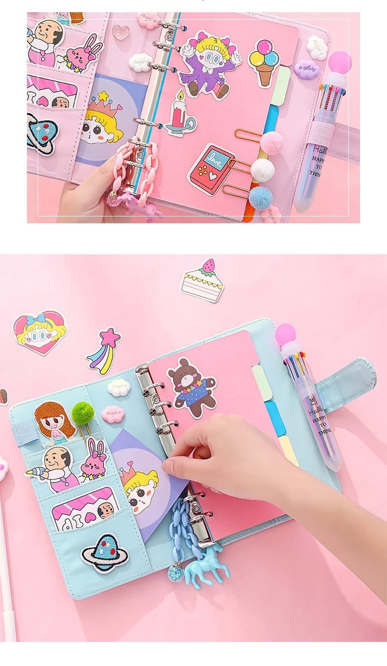 18 шт./компл. Kawaii Единорог ежедневнике Розовый ПВХ прозрачный Тетрадь Kawaii Наклейки на ручку Подарочная коробка для девочек дневник