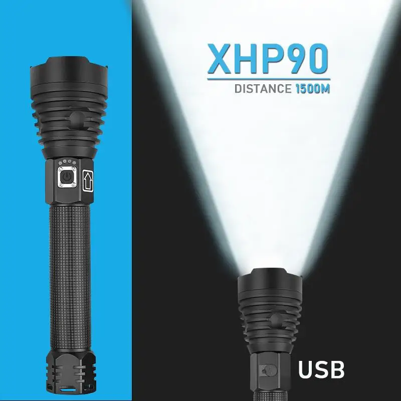 Супер яркие Люмены xhp90 аккумуляторные фонарики с зумом usb фонарик XHP70