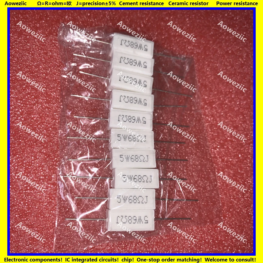 10 шт. горизонтальное сопротивление цемента RX27 5 Вт 68 Ом 68R 68RJ 5W68RJ керамическое