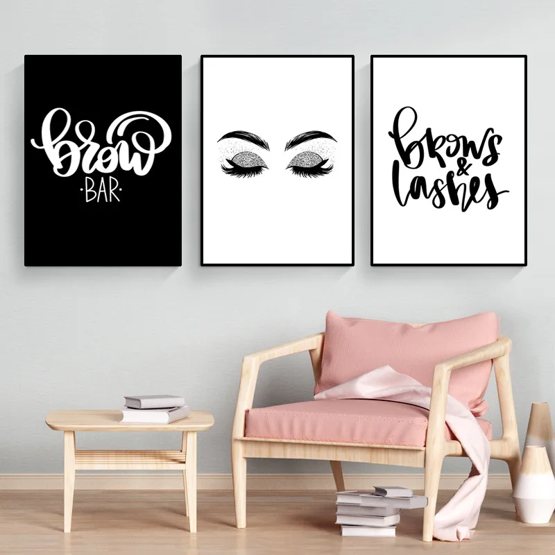 Смоки макияж холст картина модная девушка плакат брови Настенный декор ресницы