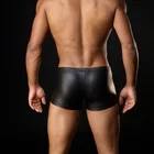 Сексуальные мужские PU кожаные шорты-боксеры шорты; Украшение в виде металлического кольца, легкие, с мешочком для пениса, хит продаж, модное гей эротические дуга нижнее белье