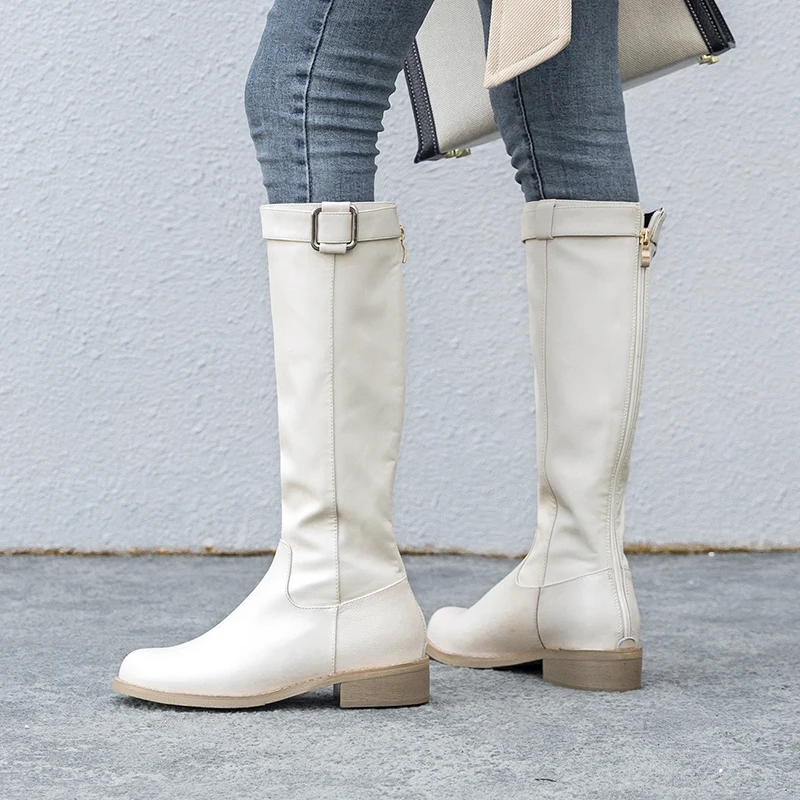 

black white The knee boots Genuine leather Female boots Head layer cowhide Head layer cowhide Women's shoes