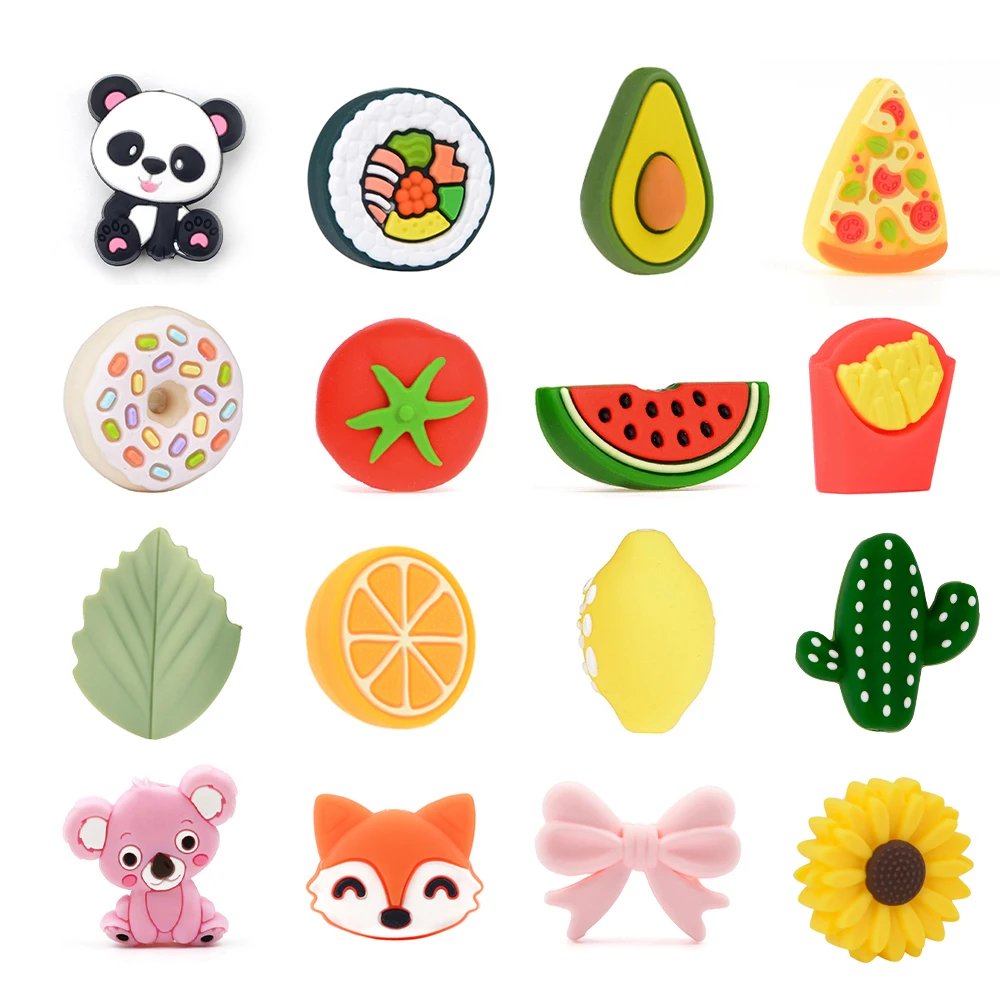 

LOFCA 5pcs Leaf Silicone Beads Food Grade Koala Teether Animal BPA-Free Avocado Baby Teething Toy Pacifier Chain Accessories