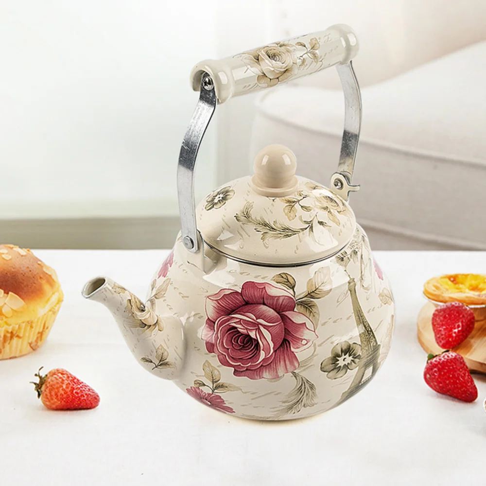 

1Pc 2.5L Household Water Boiling Kettle Enamel Teapot Kitchen Teakettle Supplies