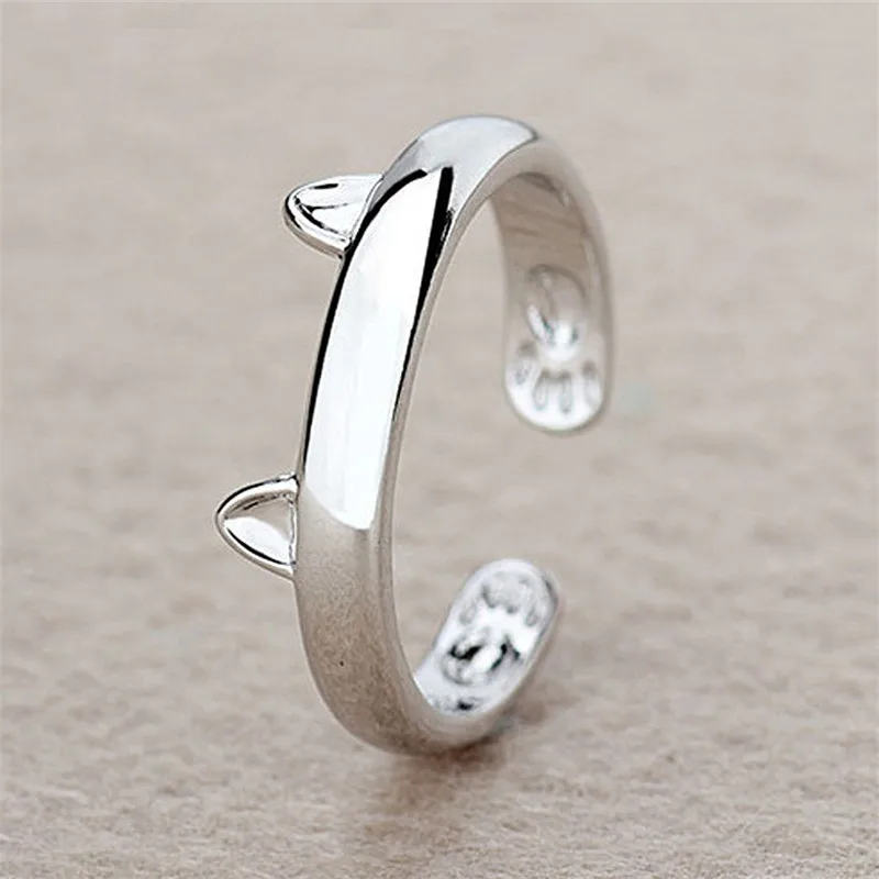 Кольцо регулируемое в форме кошек для женщин и девушек простой стильный открытый