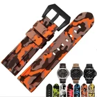 Ремешок спортивный waterpfoof силиконовый для Panerai, камуфляжный мужской резиновый браслет с серебристой пряжкой, 20 мм 22 мм 24 мм