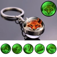 fox keychain glass ball pendant red fox stuff key rings animal key chain luminous ball jewelry men women fashion gifts wholesale