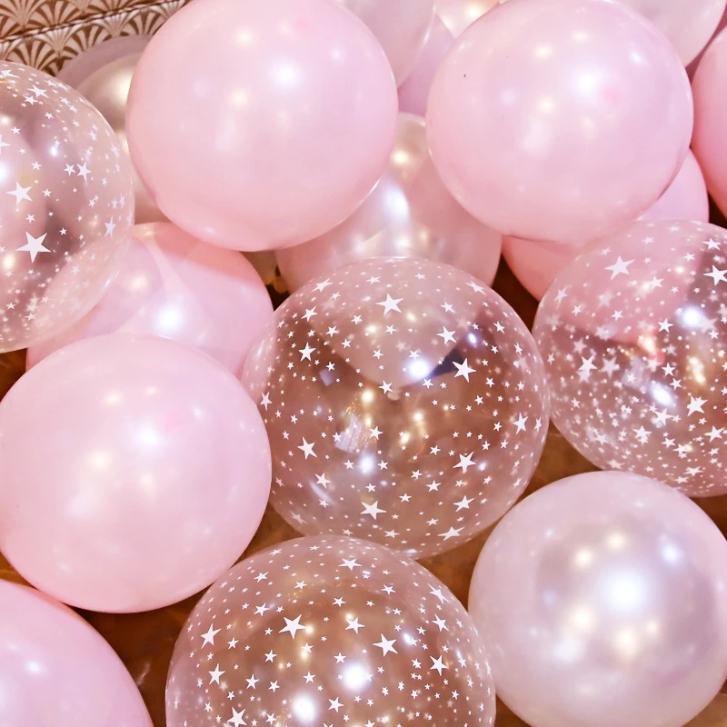 

10 шт./лот 12-дюймовые прозрачные розовые воздушные шары со звездами, набор латексных воздушных шаров, свадебные украшения, гелиевые шары для ...