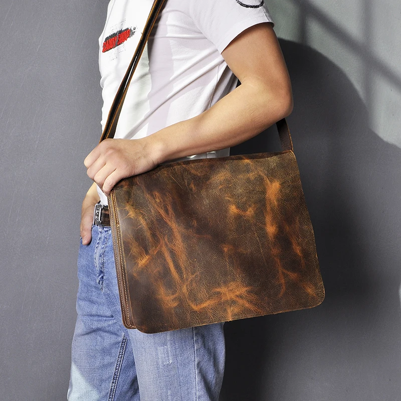 Натуральная кожа мужской дизайн Повседневная сумка через плечо модная для