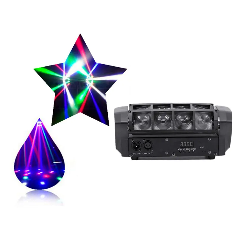High Power 8X10W Mini LED Spider Light/DMX512 RGBW Beam Effect Stage Moving Head Lighting/Business Light/Party Disco DJ LED Lamp