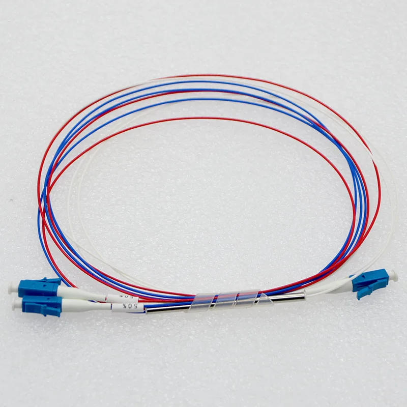 10pcs New Mini Optic Fiber Splitter 0.9mm Steel Tube SM LC UPC 1x2 Pull Cone 50:50 Fiber Optic Splitter Special Free Shipping