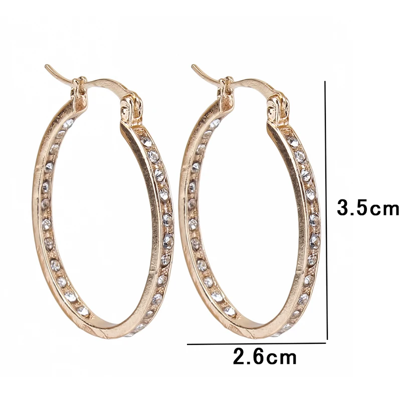 Fashion Earrings For Women Trendy Round Ear Cuff Gold And Silver Plated Rhinestone Clip | Украшения и аксессуары