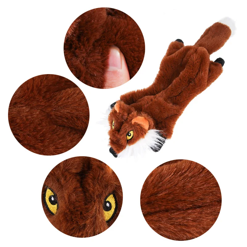 Игрушки для собак ThinBest без наполнения пищалка плюшевая игрушка лиса енот и белка