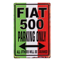 fiat 500 parking metal sign garage decor plaque sign