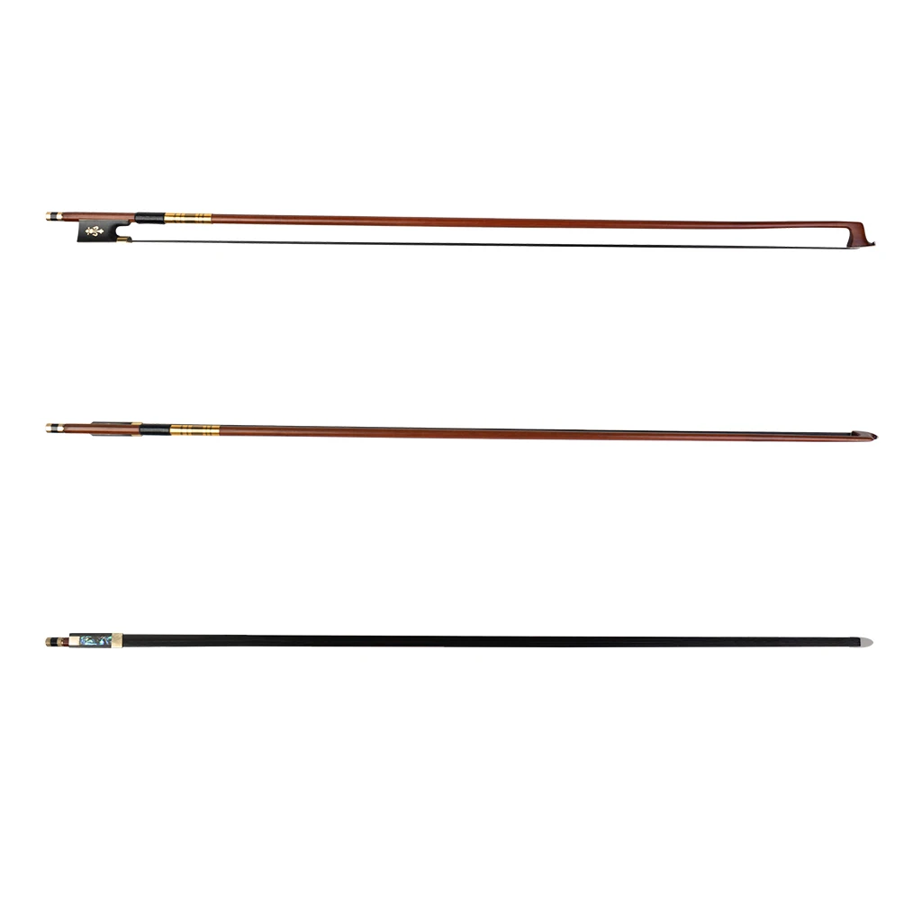 NAOMI 5pcs/1set Advanced Bow Round IPE Stick Black Horsehair Ebony Frog w/ Fleur-de-lis Inlay For 4/4 Violin Exquisite & Durable enlarge