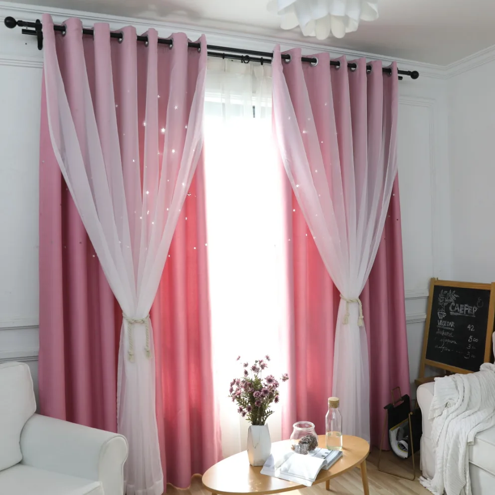 Затемняющие шторы для детской спальни в Корейском стиле с блестящими звездами на