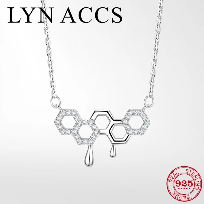 Женское колье с подвеской в виде сот из настоящего серебра 925 пробы модное