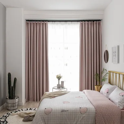 

Modern Curtains for Living Room Bedroom Simple and Pure Color Cotton and Linen Texture Curtains Finished Product Customization