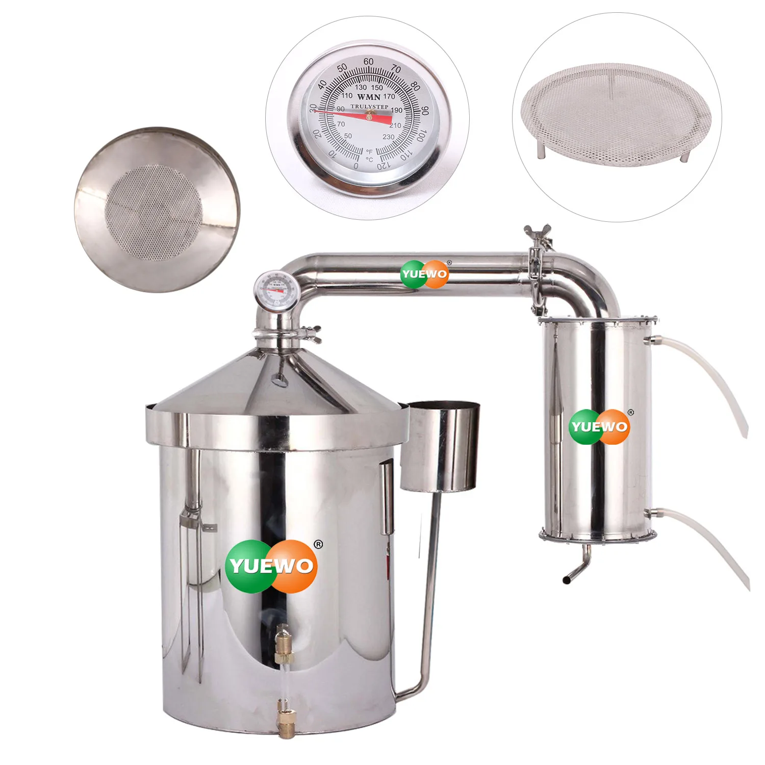 

32 L Liters 9 Gal Home Distiller Moonshine Still Wine Whisky Alcohol Oil Water Boiler Stainless Steel & Thumper Keg Brew Kit