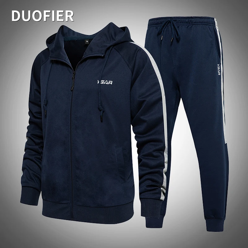 Костюм спортивный мужской с капюшоном свитшот на молнии и спортивные штаны стиль