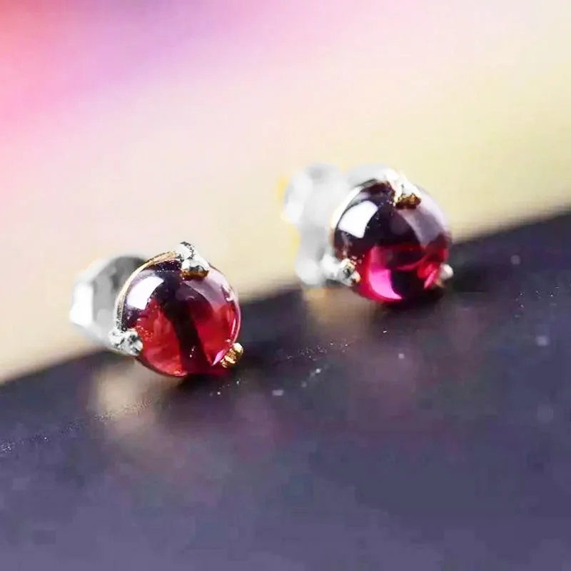 Женские серьги-гвоздики с гранатом Lanzyo из стерлингового серебра 925 пробы подарок