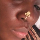 Кольцо для имитации пирсинга носа на спирали с медной проволокой, 2021 панк, кольцо для носа золотого и серебряного цвета, также можно зажим для ушей браслеты бижутерия, 1 шт.