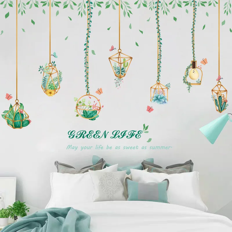 Креативная Наклейка на стену с растением для спальни декоративная настенная