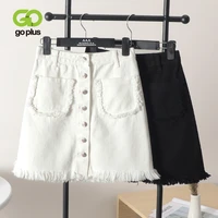 goplus skirt korean fashion mini skirts plus size sexy high waist denim black white jean skirt jupe femme spodniczka c11157
