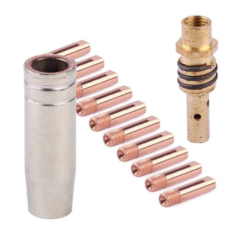 Kit de puntas de contacto de soldadura Mig, 0,9mm, M6, para MB 15AK, soporte de tubo de contacto de soldadura, boquilla inerte, difusor de Gas, 12 Uds.