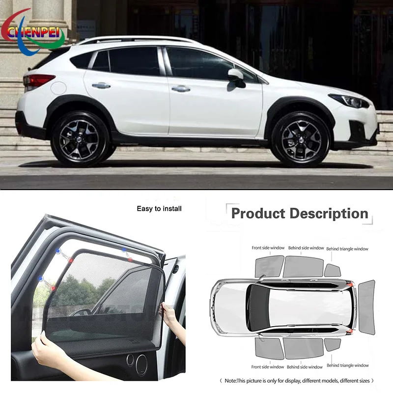 For Subaru XV 2018 Car Full Side Windows Magnetic Sun Shade UV Protection Ray Blocking Mesh Visor Car Decoration Accessories