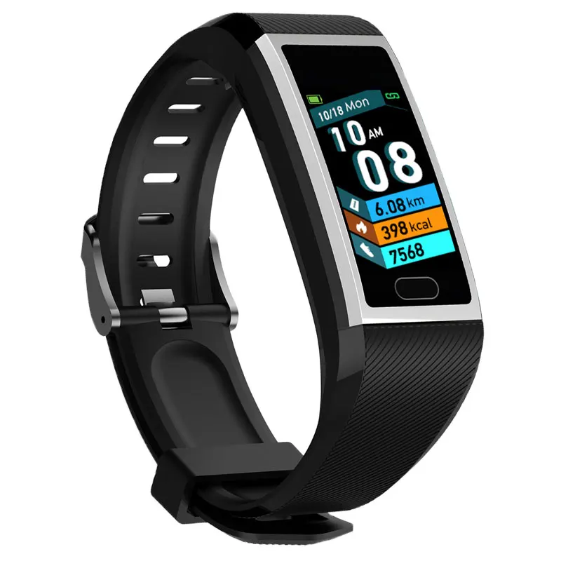 Sliver black T12 смарт-браслет 1,14 дюймов монитор сердечного ритма кровяного давления спортивный шагомер умная информация напоминание Дистанционное управление Фото - Цвет: Sliver black