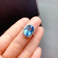 classic big gemstone ring for party 10mm14mm natural topaz ring 925 silver topaz jewelry gift for woman